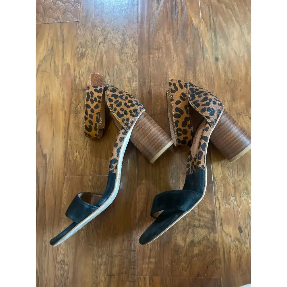 Anthropologie JEFFREY CAMPBELL Purdy Animal Print Chunky Heel Sandals Shoe 8